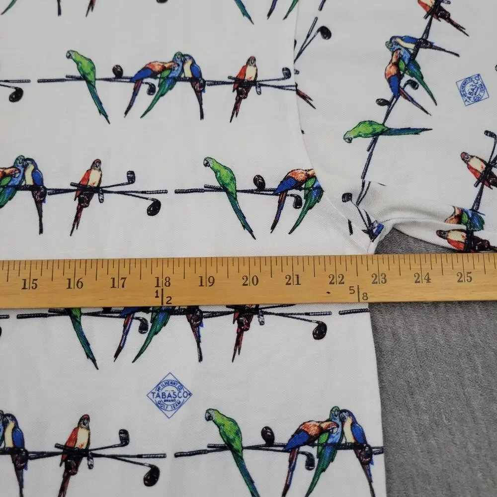 Vintage 90s Genuine Tabasco Hot Sauce Sportwear Polo Shirt Mens L Parrots Golf - Picture 9 of 11
